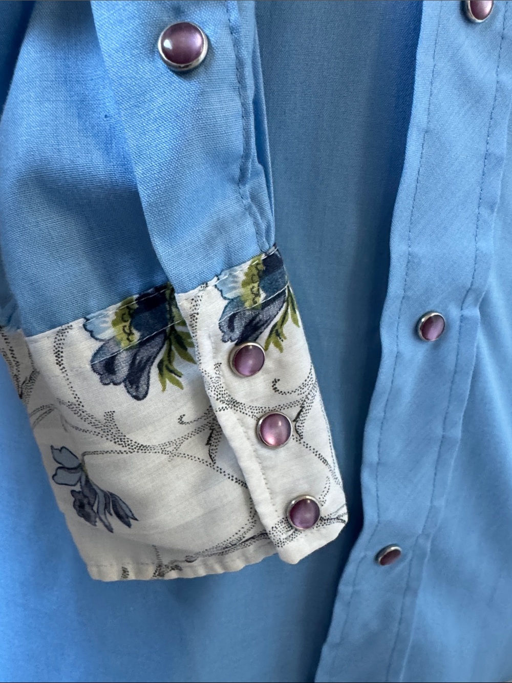 Vintage Tem-Tex Western Flair Sportswear Pearl Snap Shirt Floral Yoke & Cuffs - Picture 5 of 8